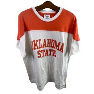 Pressbox Oklahoma State T-Shirt Medium Orange & White Colorblock Crewneck Top